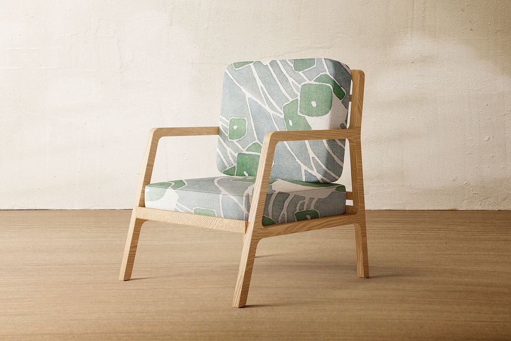 Aesthetic wooden armchair, modern interior design