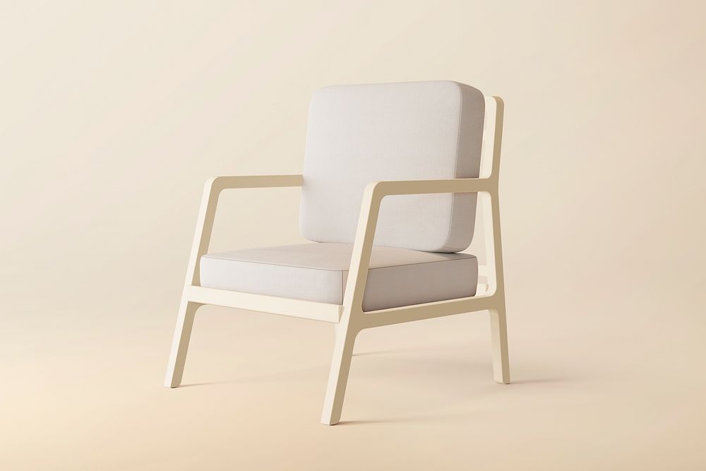 Grey wooden armchair, modern interior design