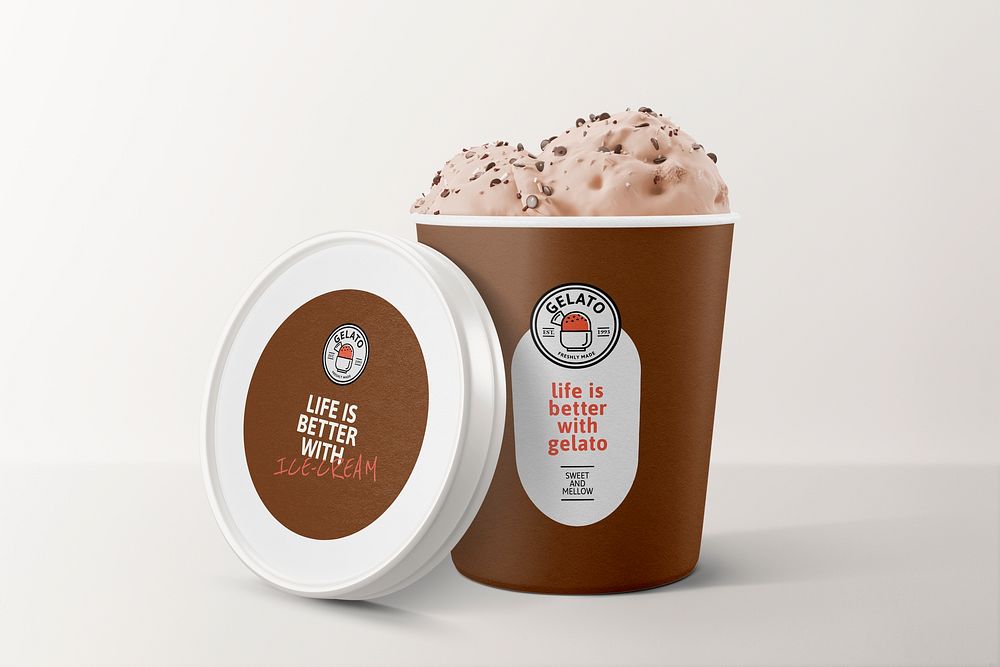 Ice cream jar mockup, minimal customizable design psd
