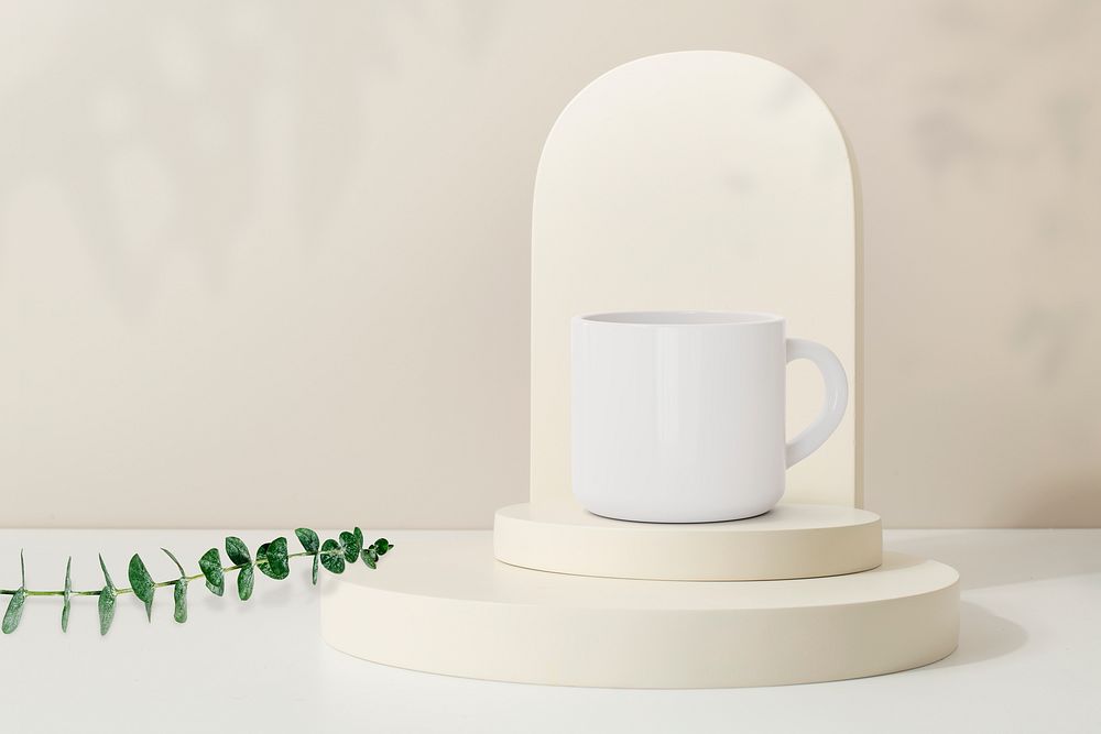 White mug, kitchen utensil object with design space