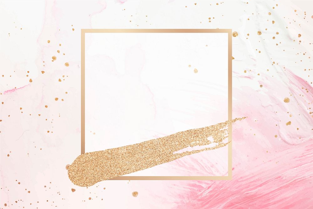 Gold square frame on a feminine pink background vector