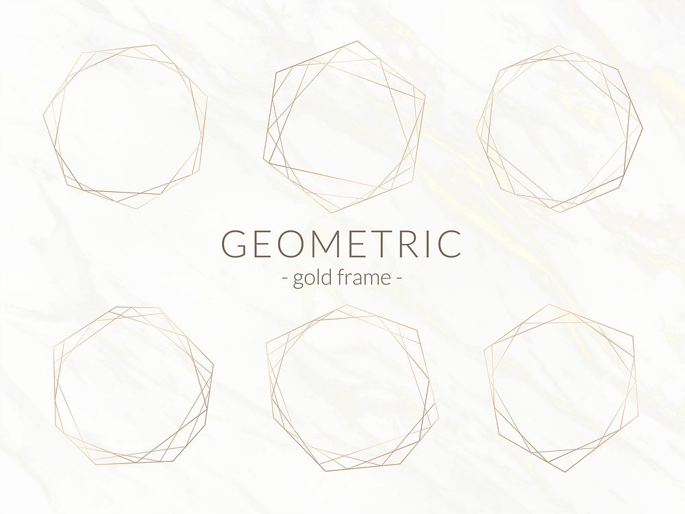Gold geometric frame on a white marble background vectors