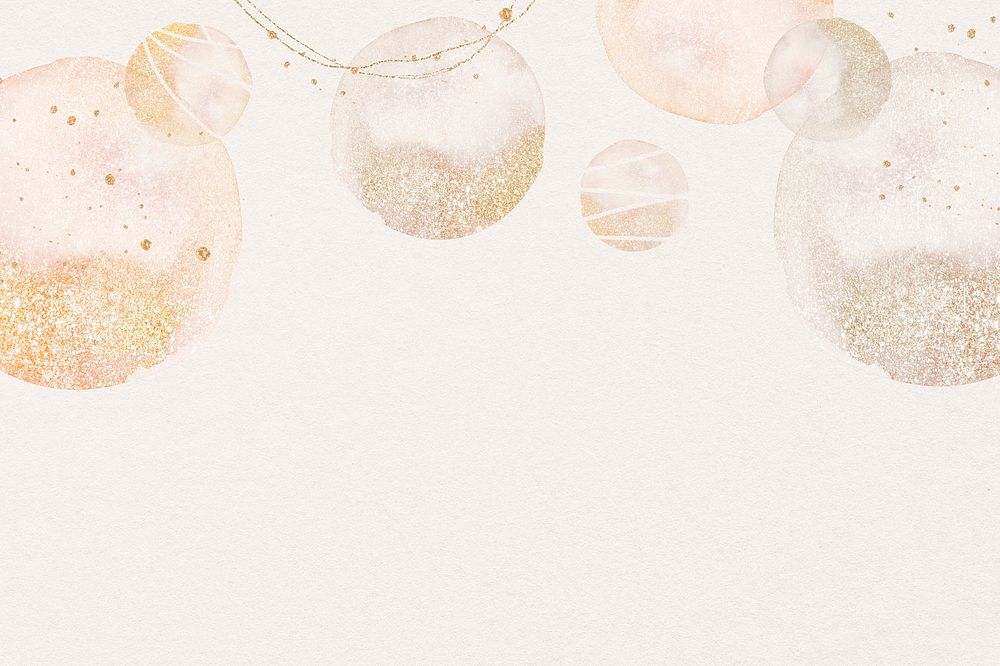 Aesthetic peach background, holiday design in watercolor & glitter