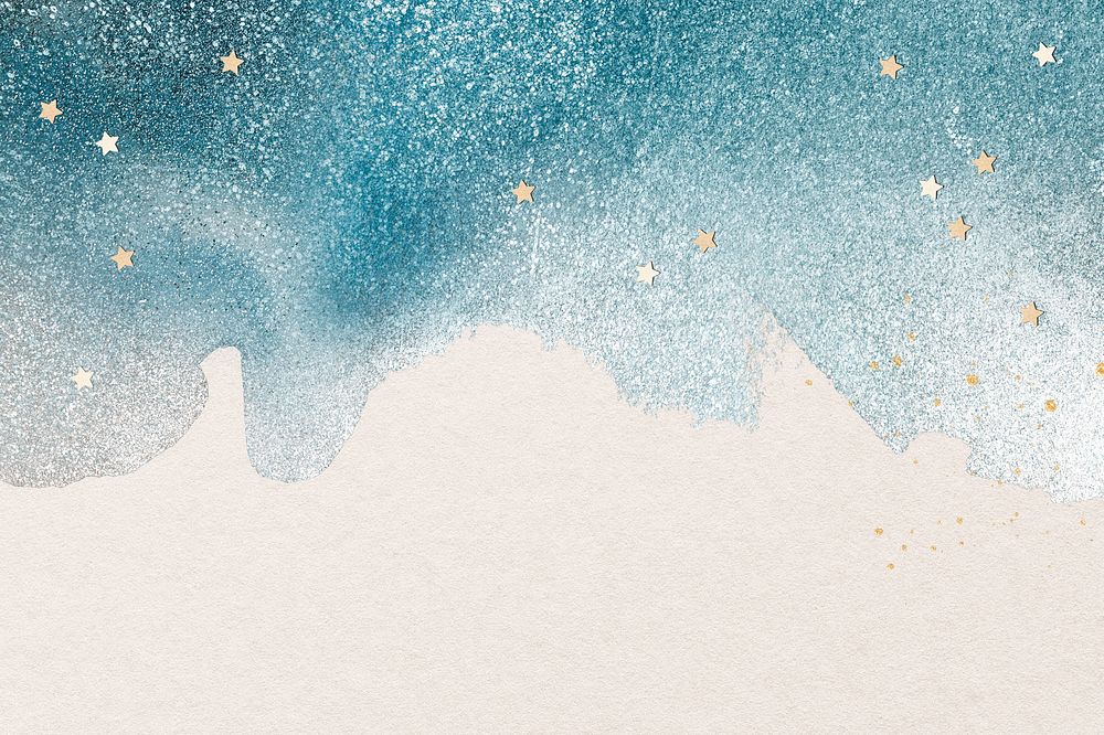 Winter sky background, blue glitter design with stars