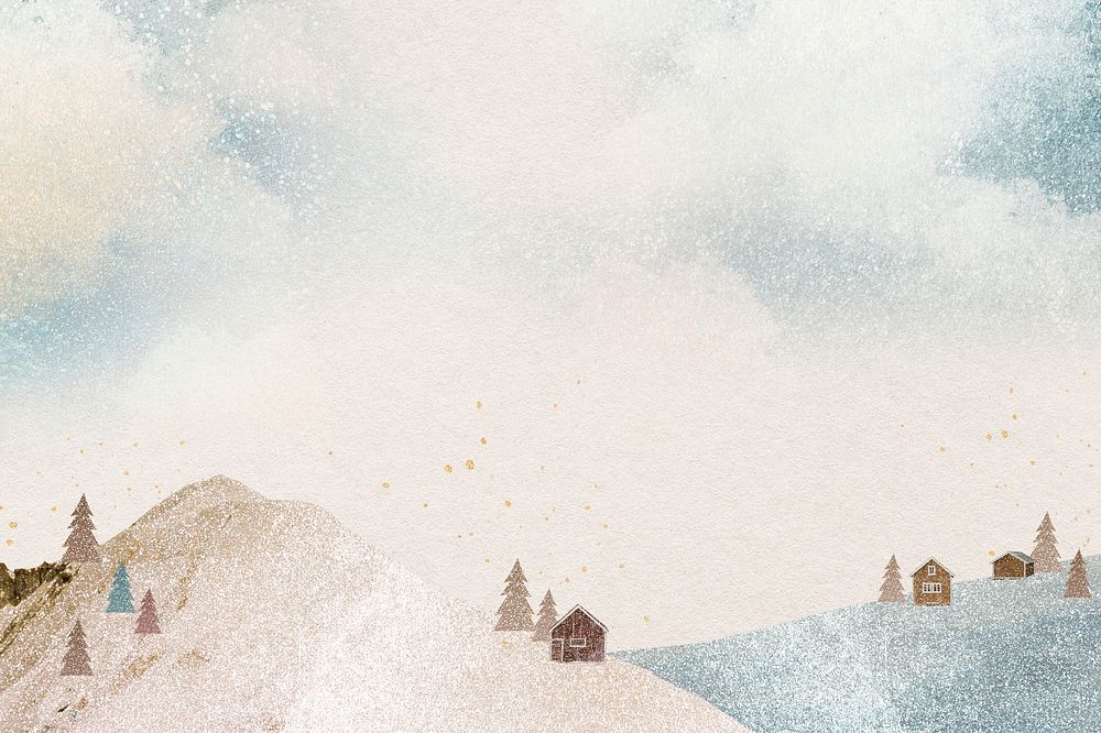 Aesthetic landscape background, winter holiday design psd