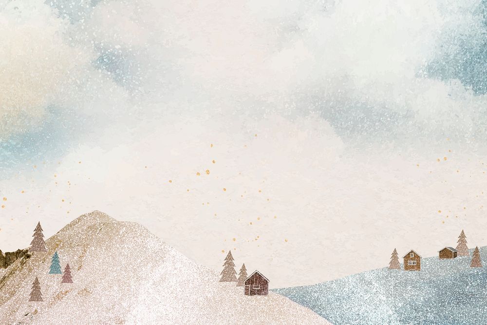 Aesthetic landscape background, winter holiday design vector