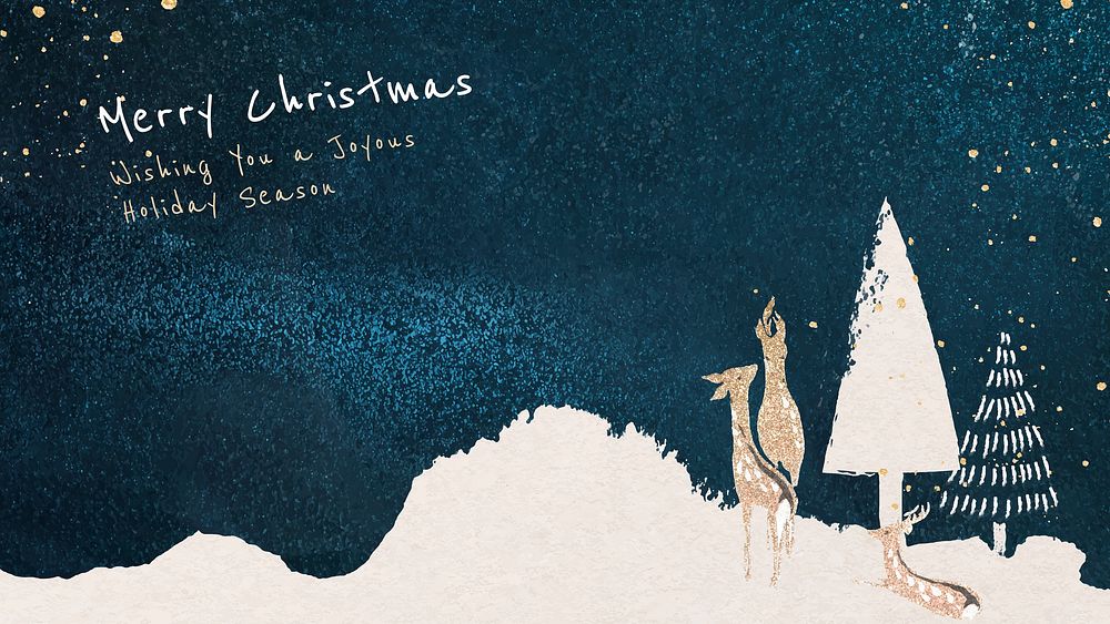Christmas desktop wallpaper template, editable greeting, festive design vector