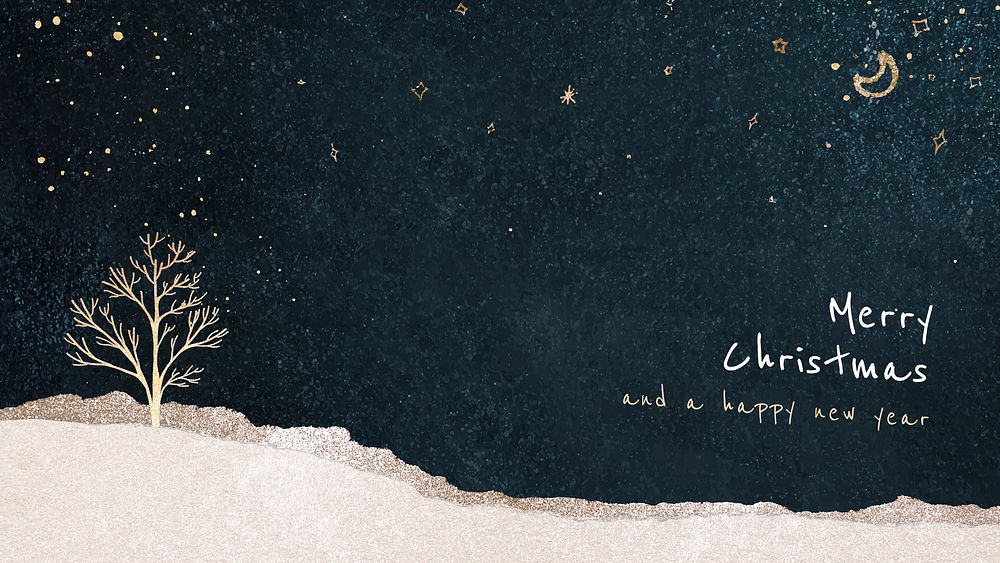 Christmas desktop wallpaper template, editable greetings, festive design vector