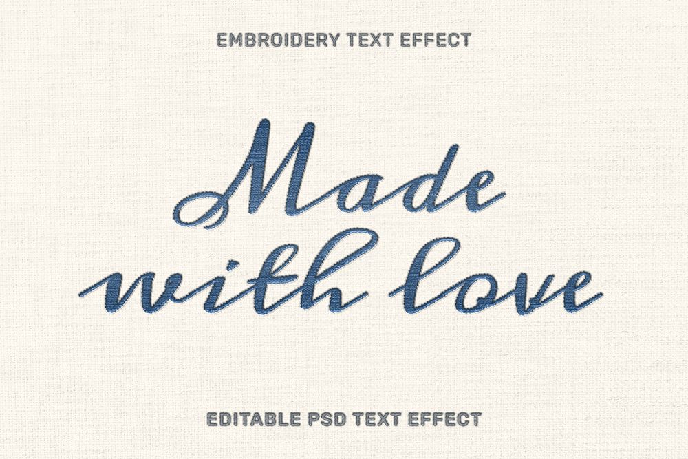 Text effect PSD, embroidery high quality template