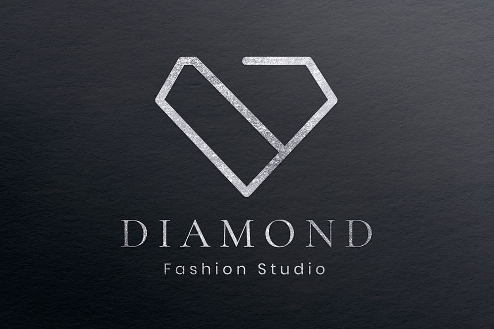 Embossed foil effect, business logo template in silver for jewelry brands psd