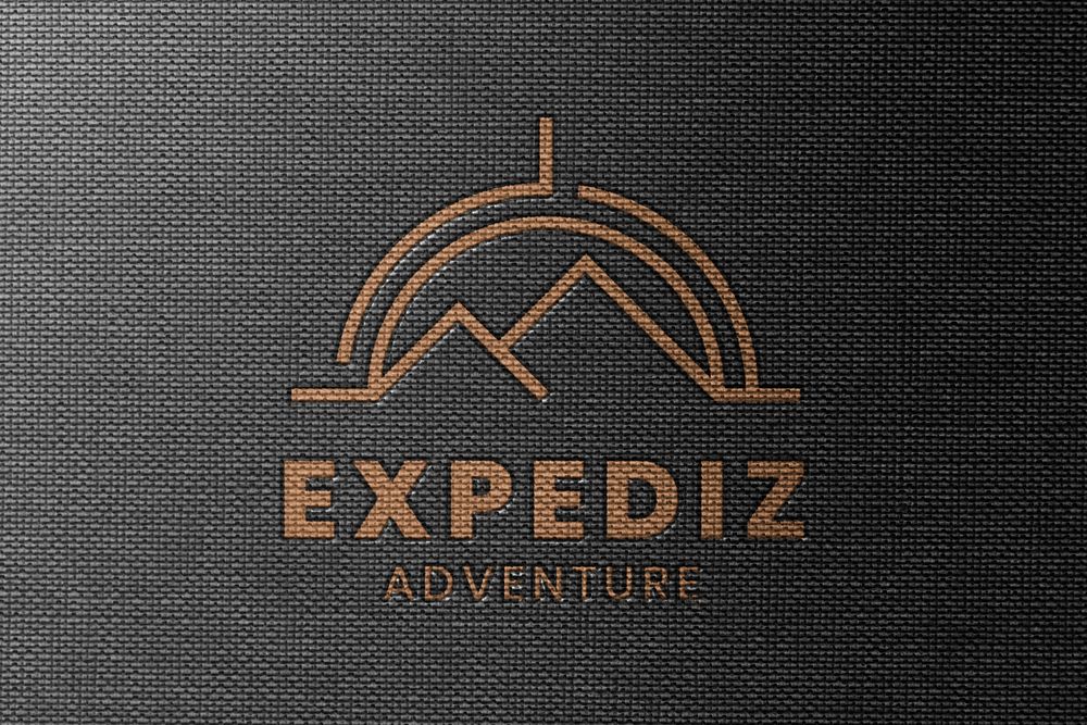 Debossed textile effect, logo template for travel business psd