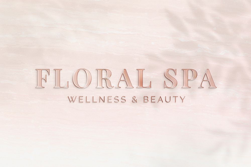 3D metallic logo effect, shiny rose gold design for spa business psd