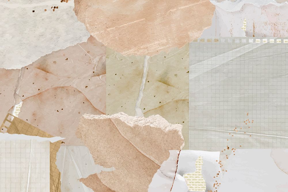 Aesthetic paper collage background, pastel beige with texture vector