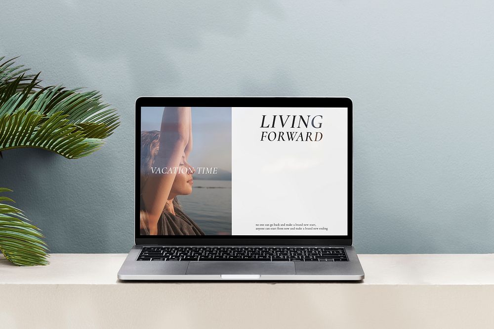 Laptop screen mockup psd, minimal workspace design psd