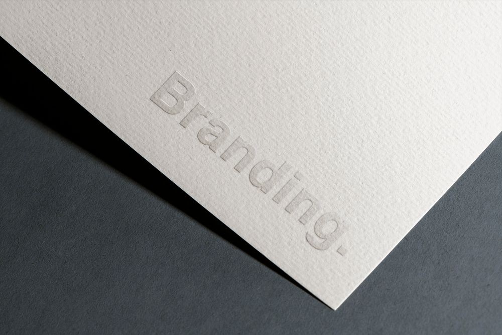 Paper branding mockup, minimal business logo design psd