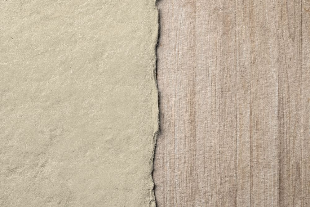 Ripped paper wooden border on handmade textured background