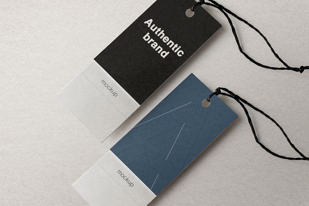 Label tag mockups, simple branding design psd