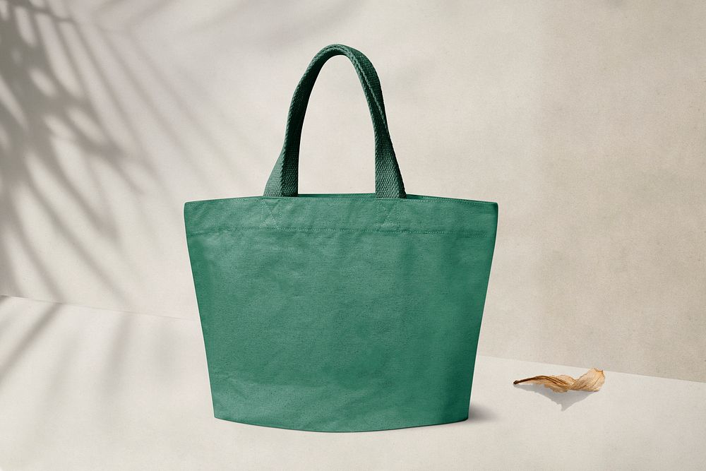 Canvas tote bag, eco-friendly apparel product with green design