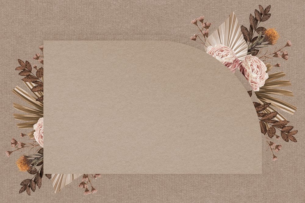 Paper card frame, floral border aesthetic design background