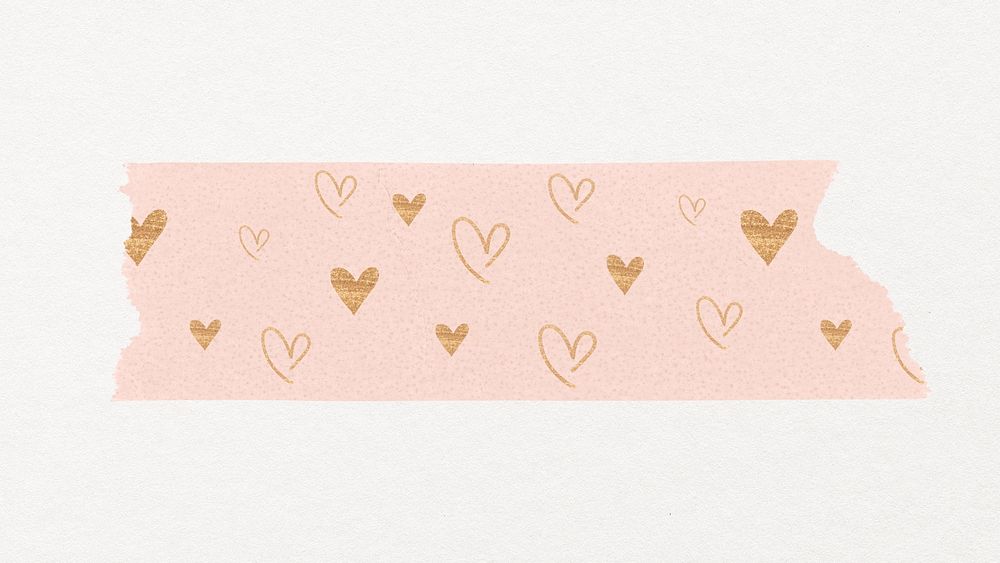 Heart washi tape sticker, pink cute collage element psd