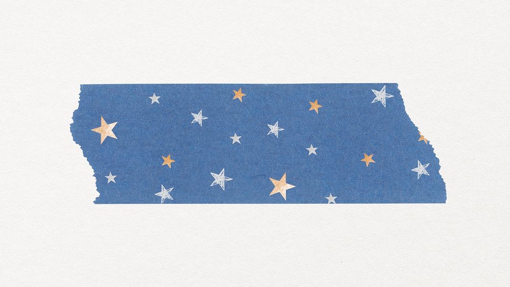 Star pattern washi tape sticker, blue cute collage element psd