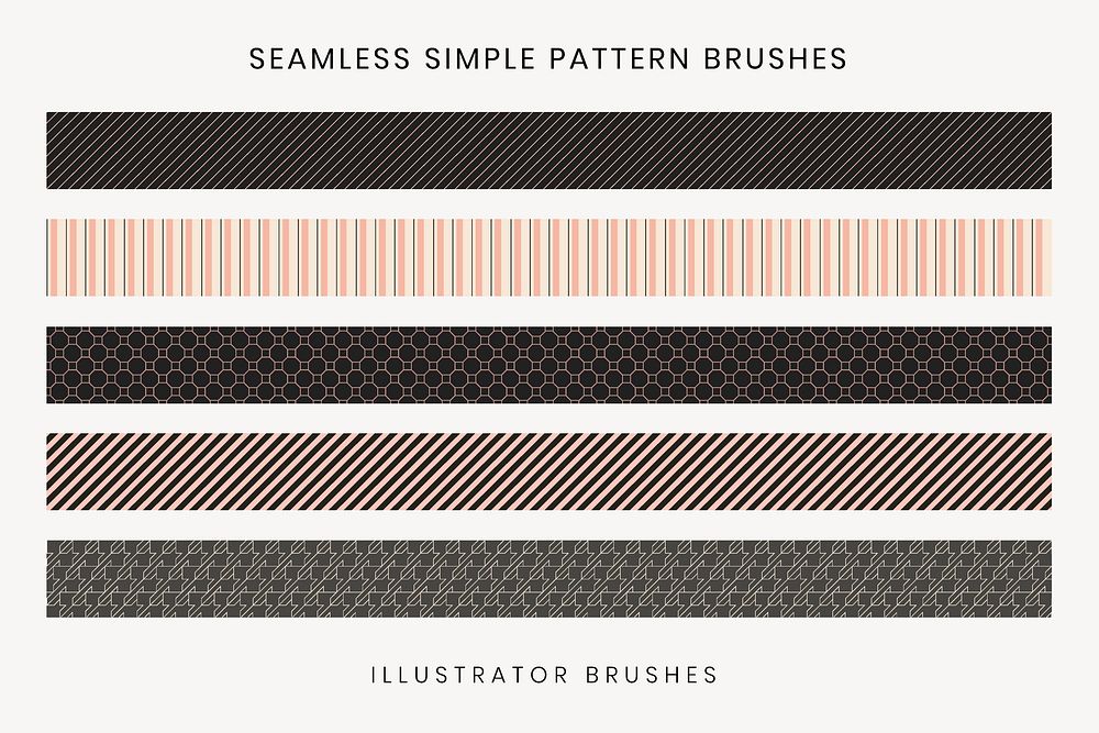 Simple pattern brush, seamless brown vector set, compatible with AI