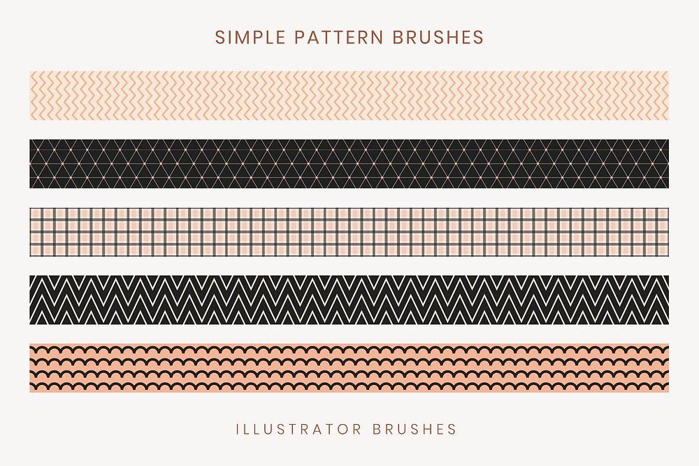 Simple pattern brush, seamless brown vector set, compatible with AI