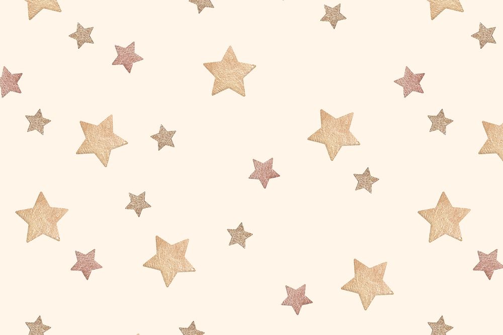 Gold star pattern background, cute beige vector