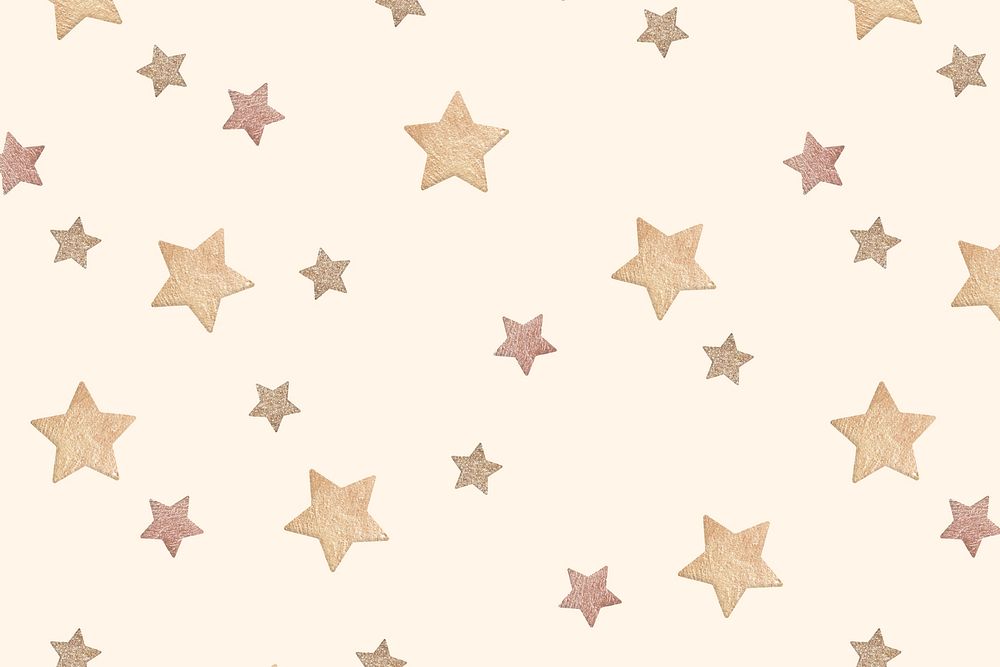 Gold star pattern background, cute beige