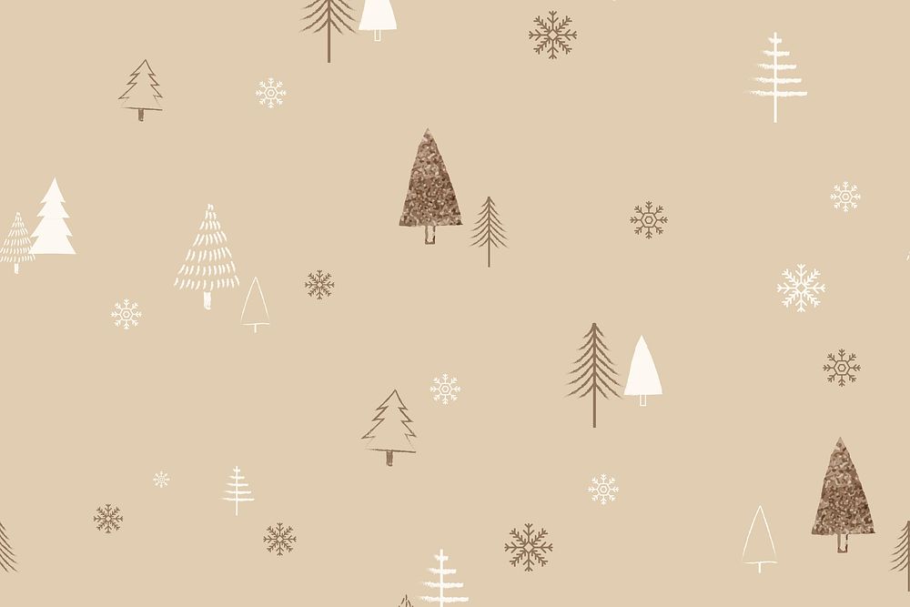Christmas tree background, cute beige pattern