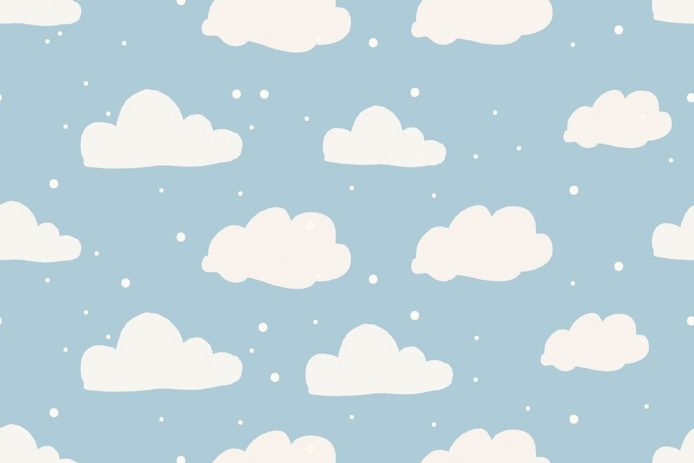 Blue cloud pattern background, cute weather psd