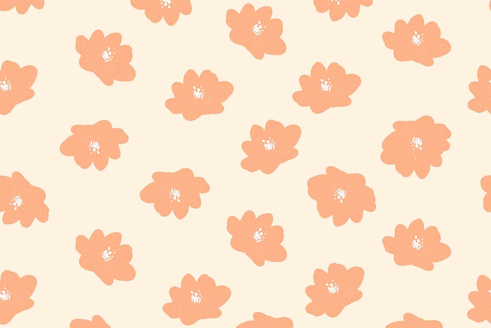 Flower pattern background, aesthetic pastel orange