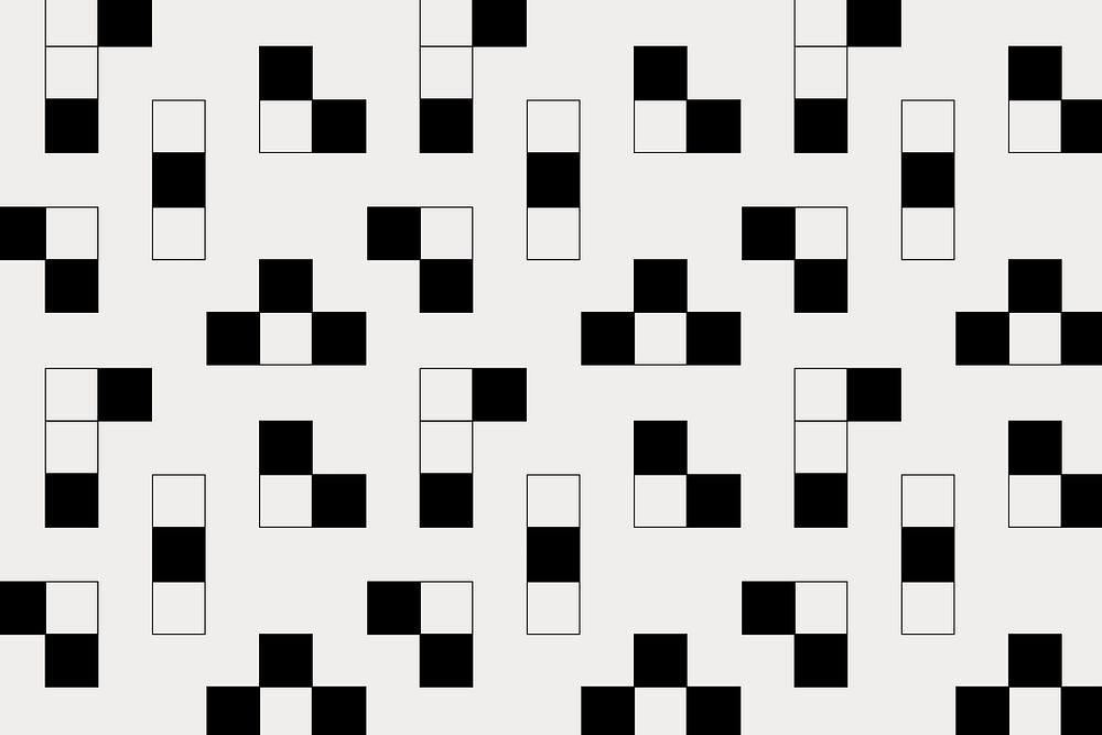 Geometric blocks pattern background, black and white