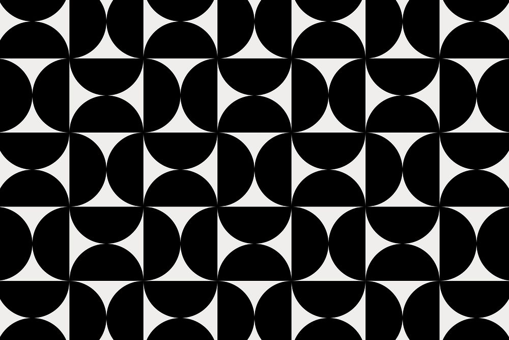 Retro bauhaus pattern background, black geometric psd