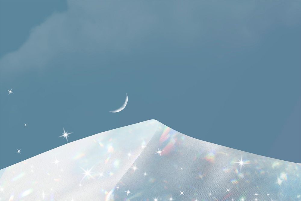 Snowy mountain background psd, aesthetic holographic design