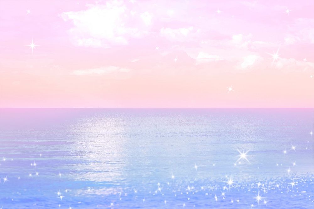 Aesthetic beach background, pastel glitter design psd