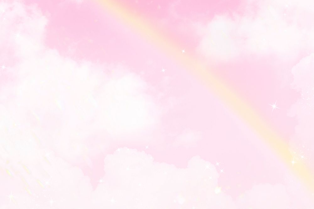 Aesthetic rainbow background psd, pink sky glitter design