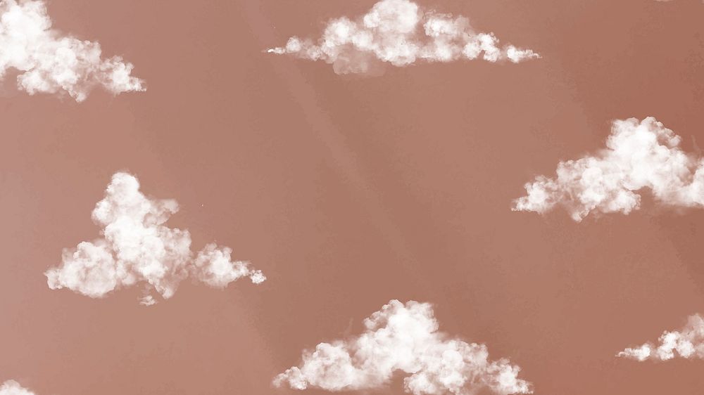 Brown sky desktop wallpaper vector, white clouds, brown background design