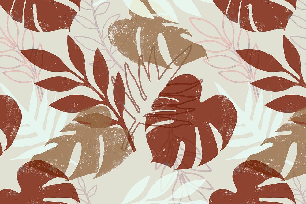 Earthy tropical pattern background, nature aesthetic vector