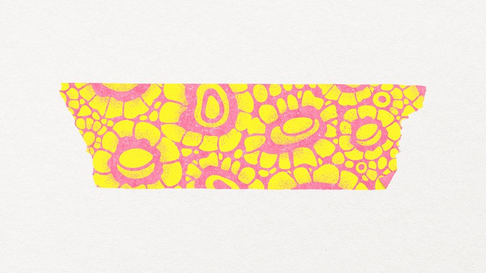 African floral washi tape sticker, colorful pattern psd