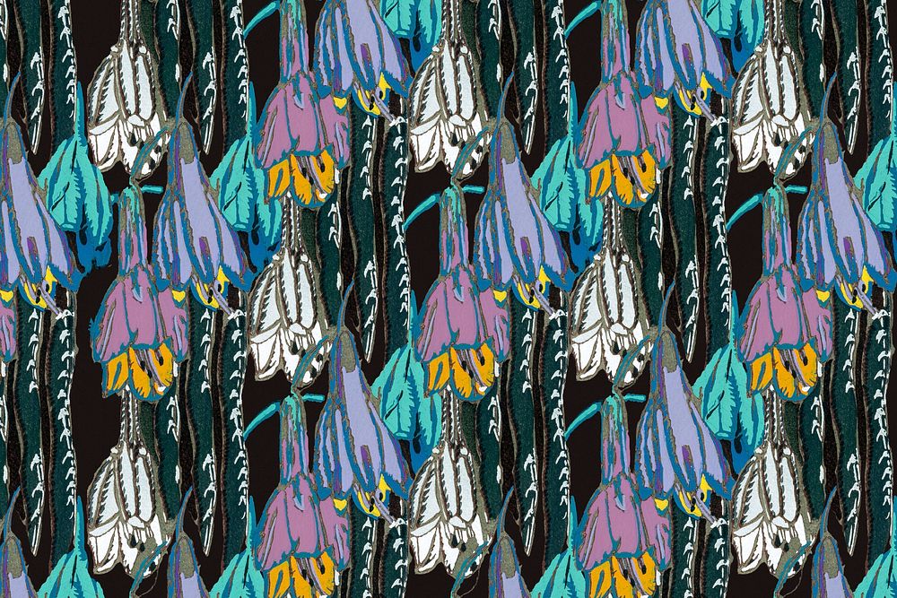Wildflower pattern background, art deco psd