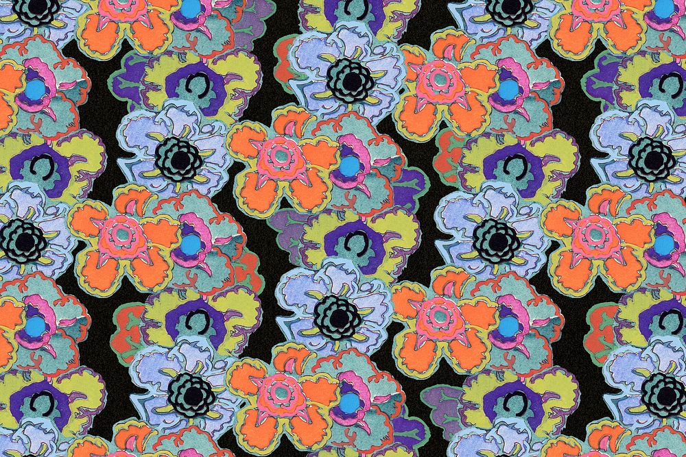 Art deco flower background, vintage pattern psd