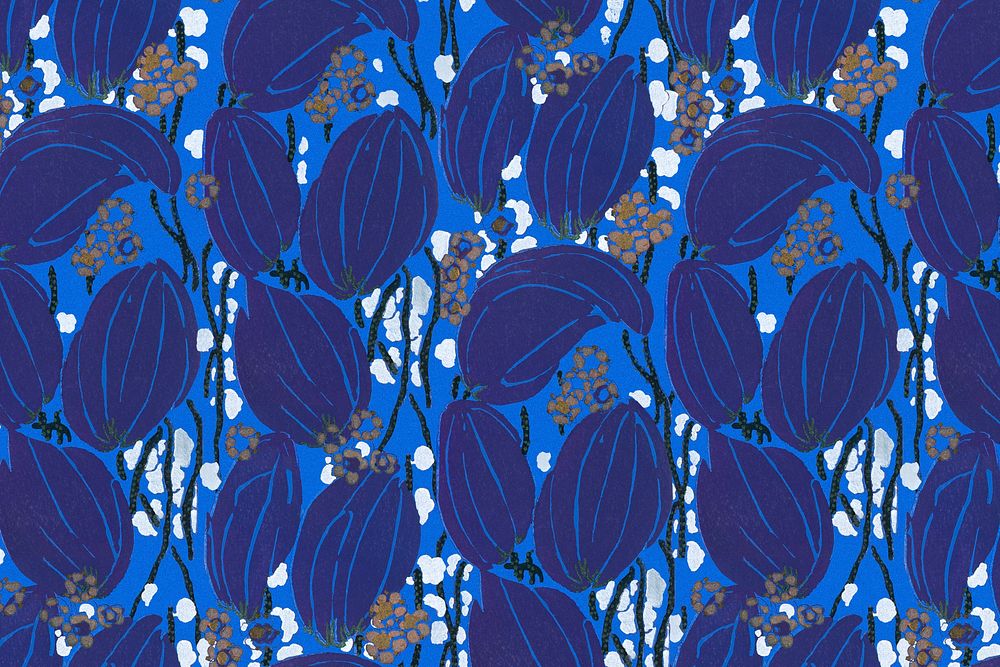 Art deco pattern background, vintage botanical illustration psd