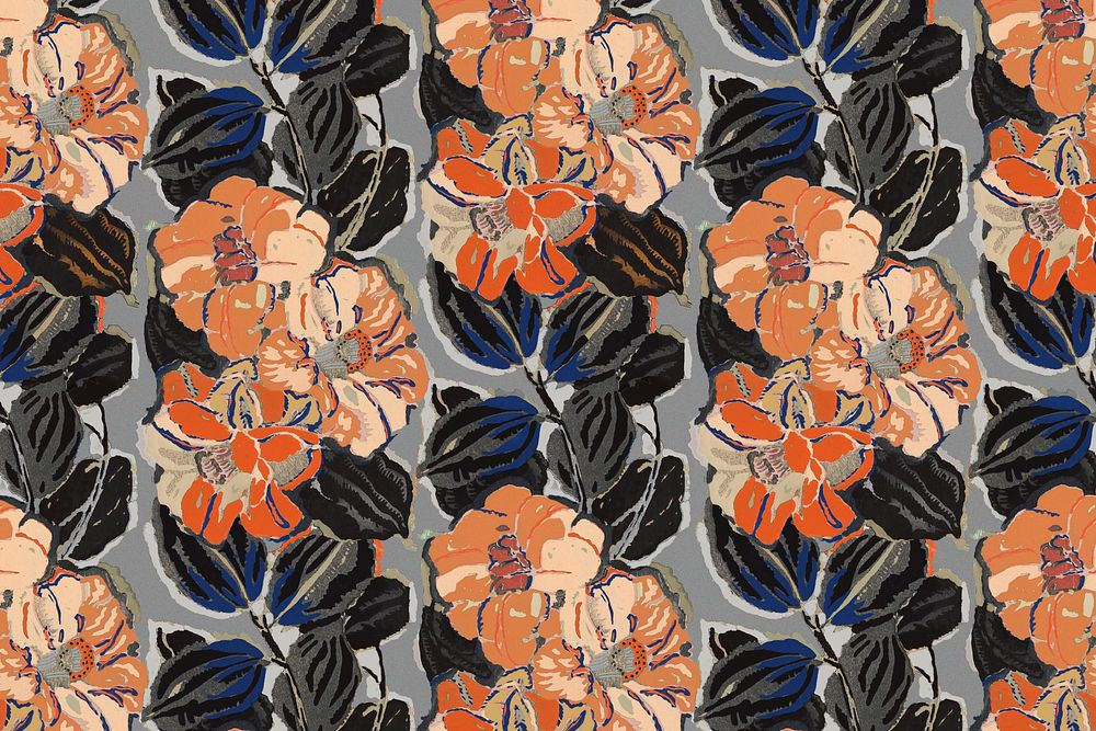 Aesthetic flower background, vintage pattern, art deco psd