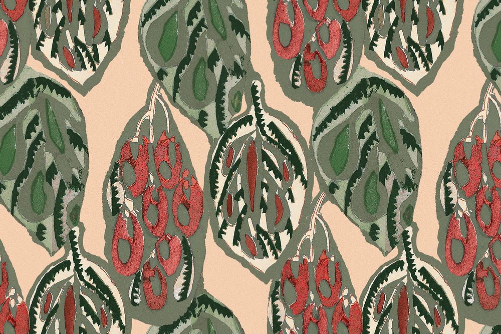Art deco pattern background, vintage botanical illustration psd