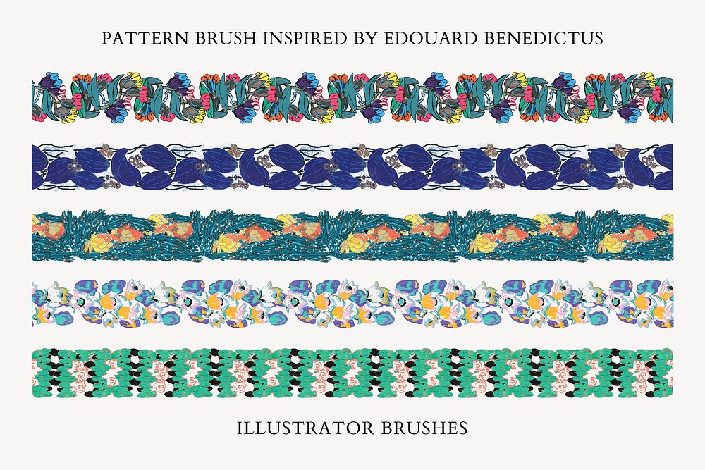 Exotic floral pattern brush vector, vintage art deco, compatible with AI