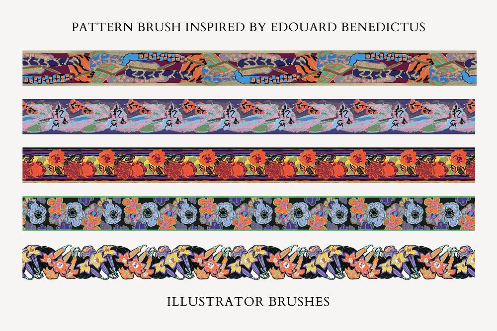 Exotic floral pattern brush vector, vintage art deco, compatible with AI