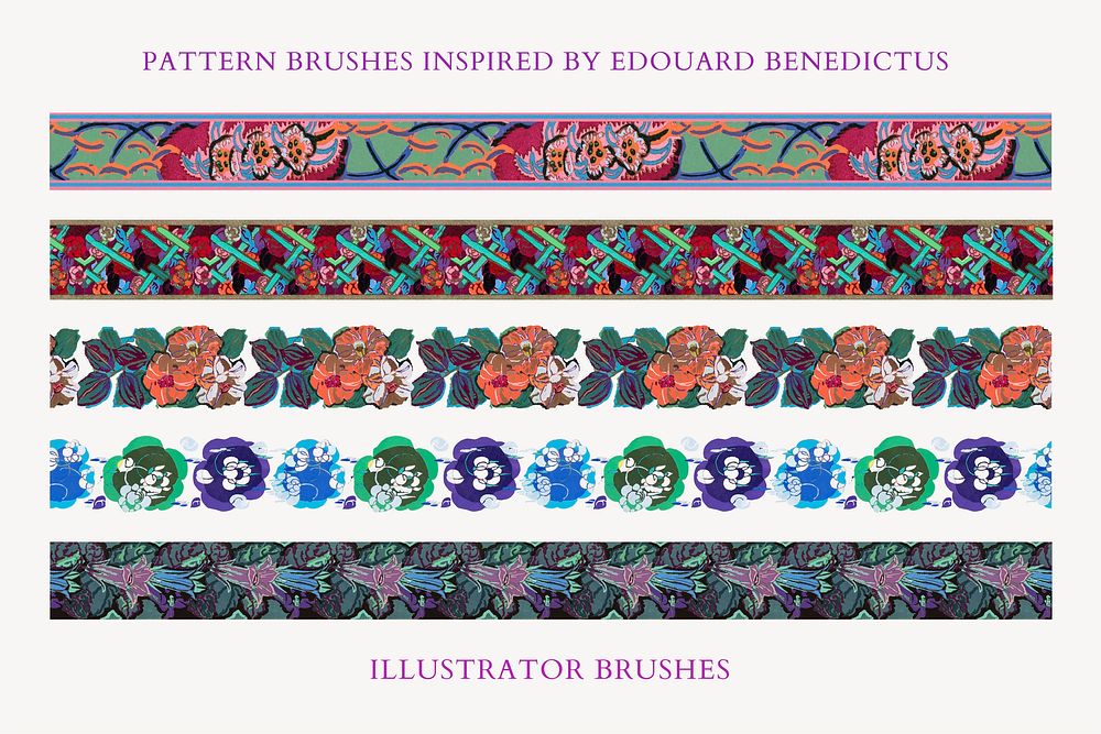 Exotic floral pattern brush vector, vintage art deco, compatible with AI