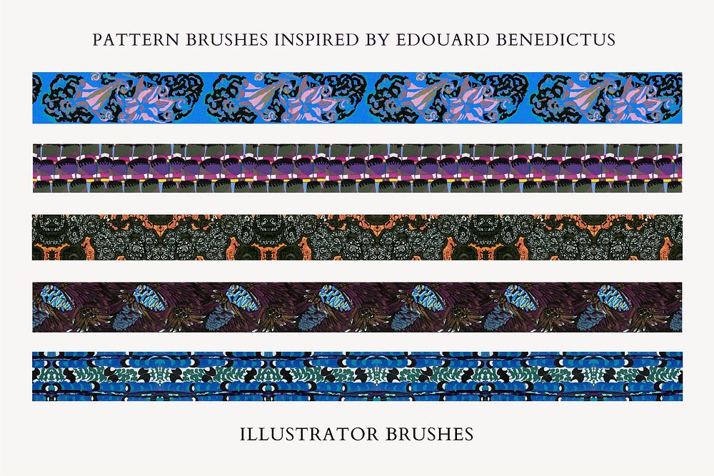 Exotic flower pattern brush vector, vintage art deco, compatible with AI