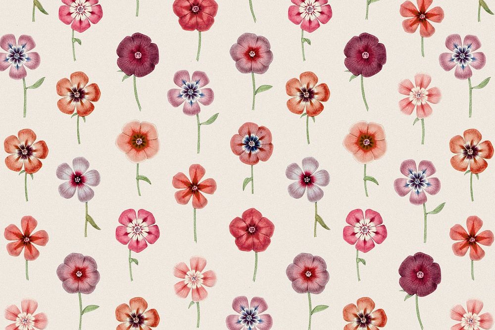 Vintage flower pattern background, botanical design psd, remixed from original artworks by Pierre Joseph Redout&eacute;